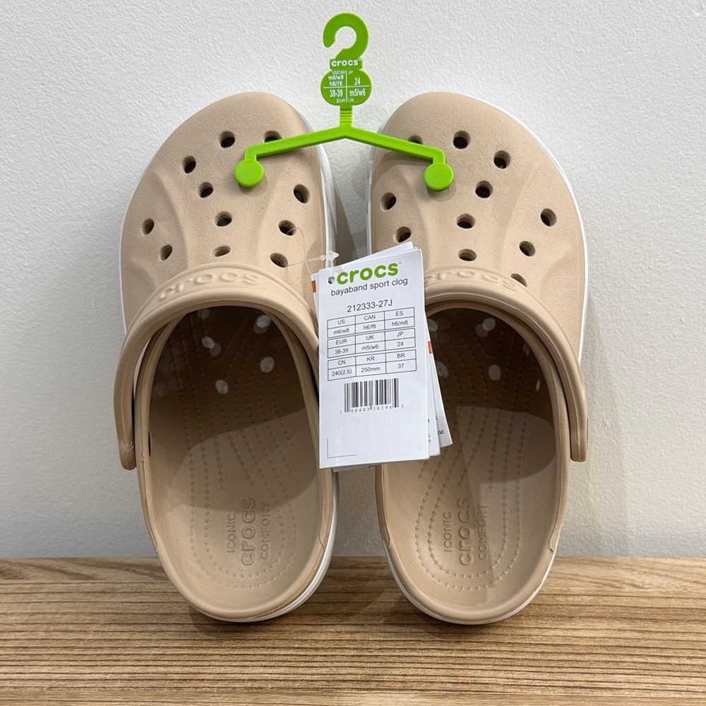 CROCS Bayaband Sport Clog (Unisex M6/W8) - Beige/White